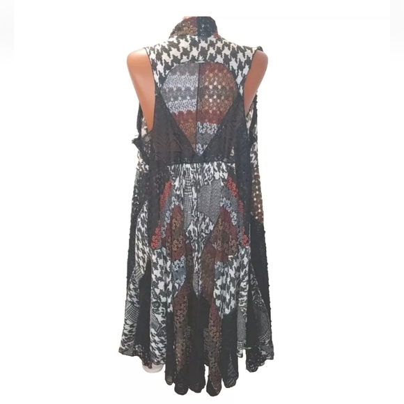 Paris Mues Sequin Cardigan Sweater Woman Med Patchwork Crochet Fairy Witchy Boho - Picture 2 of 9